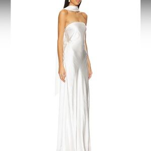 New | Misha Lilia Sash Neck Maxi Dress in Ivory XS